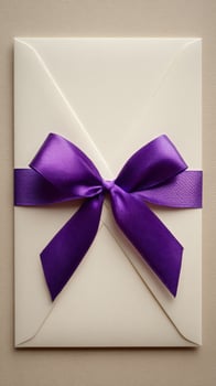 Elegant Envelope With Purple Ribbon Bow for Special Occasion or Event photo