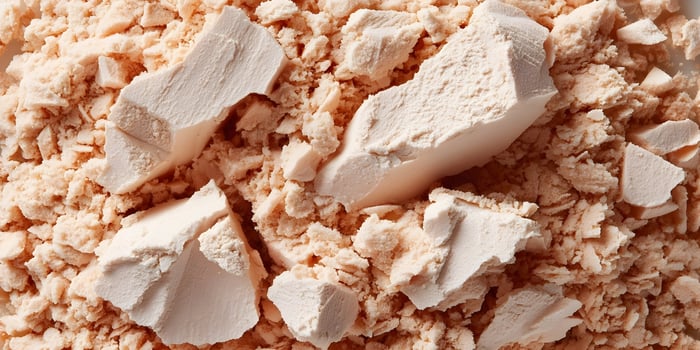 Closeup Pink Powder Texture Background Crumbled Dry Substance Food Ingredient photo