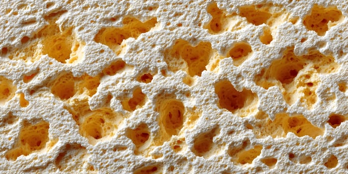Closeup Detailed Texture of Yellow Porous Material photo
