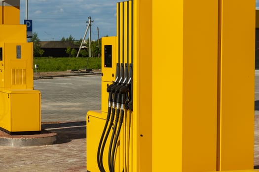 Gas station. Yellow modern gas station photo