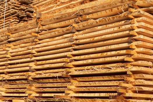 Wood drying. Lumber. Harvesting, sale of lumber for construction photo
