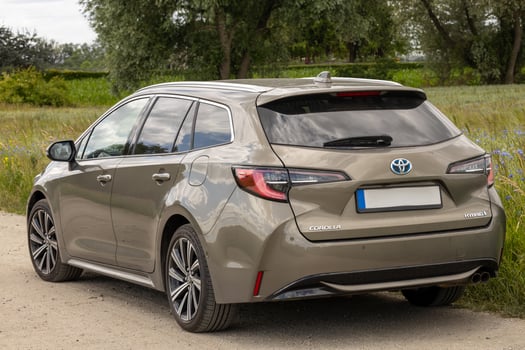 Poland, Leszno 19 June 2025 Rear View of Toyota Corolla Hybrid Estate Car photo