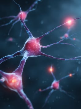 Microscopic View of Nerve Cells Transmitting Electric Impulses in a Sci-Fi Style With Vibrant Colors and Intricate Details photo