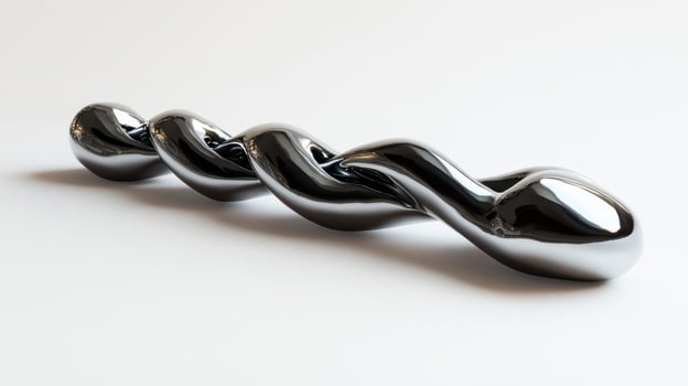 Abstract Chrome Spiral Sculpture on White Background photo
