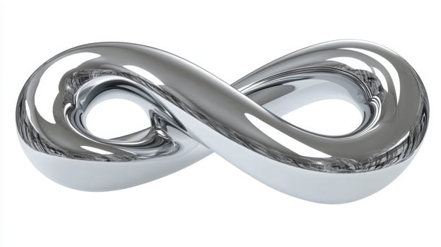 Shiny Chrome Infinity Symbol 3D Render photo