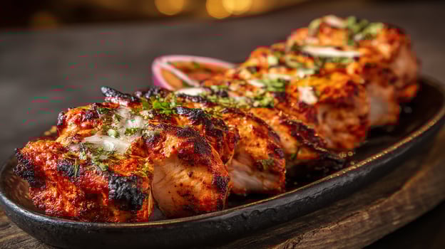 Crispy fresh kabab cooked perfectly with herbs photo