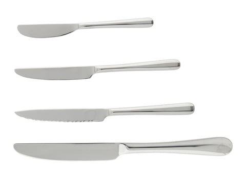 stainless steel knife set cut out isolated white background with clipping path photo