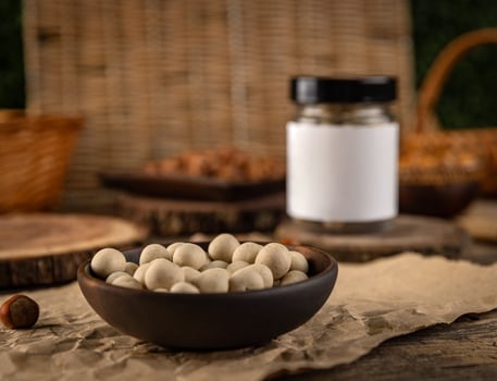 Crunchy white chocolate covered peanuts photo