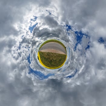 A 360 degree view of a road and sky photo