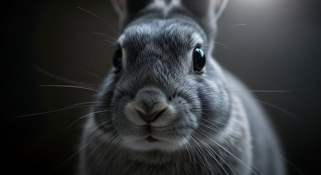 A close up of a rabbit with a dark background photo