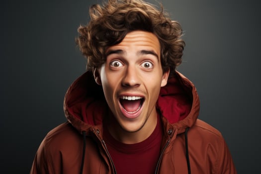 Young man displaying a surprised and astonished expression photo