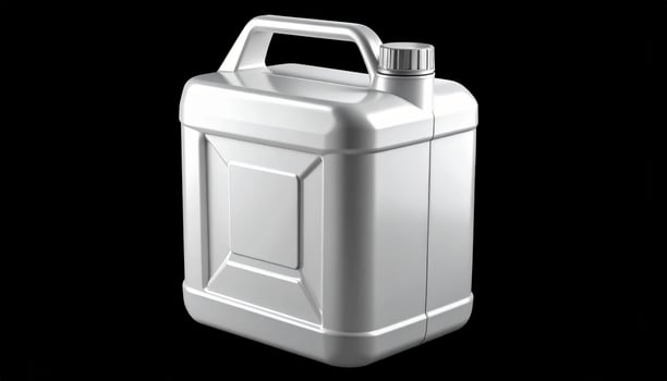 Plastic Oil Canister With Metal Handle On Black photo
