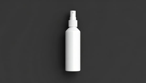 White Brush Cleaner Bottle On Matte Black Background photo