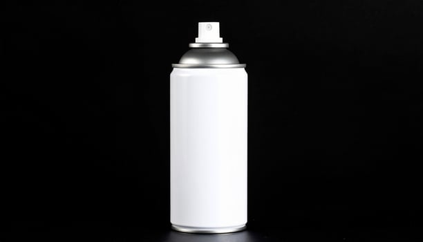 White Oval Aerosol Can On Pure Black Backdrop photo