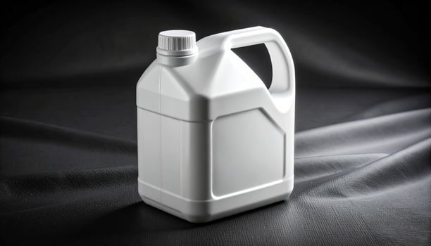 White Oil Container With Screw Top On Fabric photo