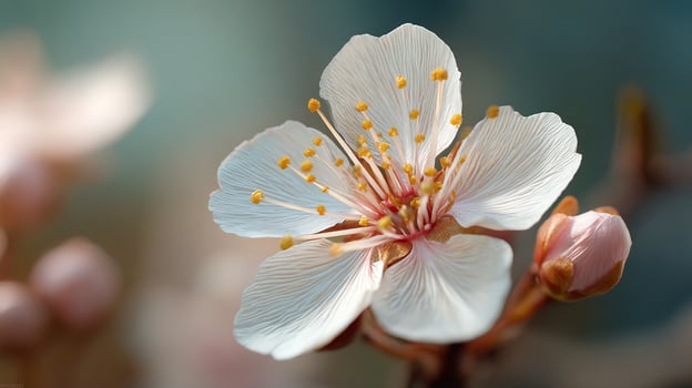 Highly focused shot of flower bloom photo