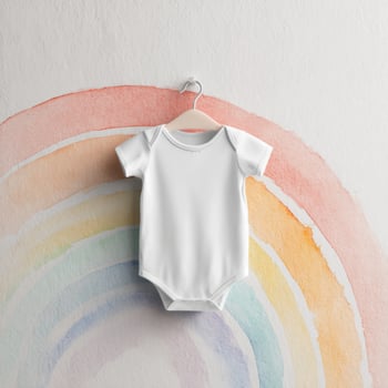 Baby Romper Mockup with a Watercolor Rainbow photo