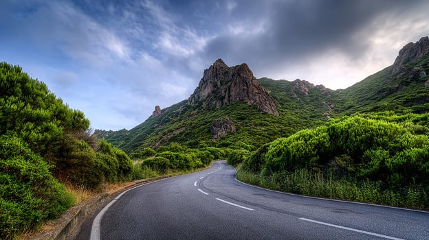 Peaceful road photo with wild natural beauty
