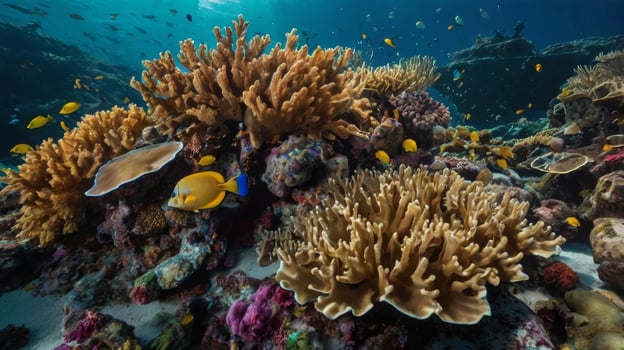 Vibrant Coral Reef Ecosystem with Diverse Marine Life underwater landscape photo