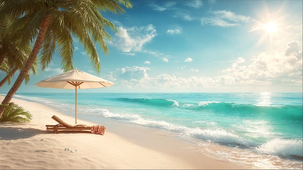 Tropical sea with golden sand and sun photo