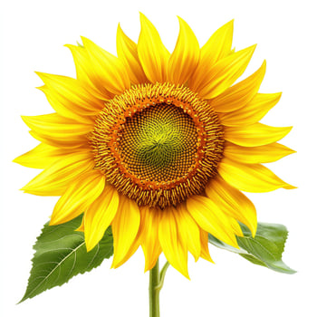 A large vibrant sunflower in full bloom against a white background photo