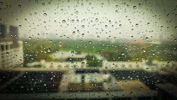 Holiday background image of water drops on glass photo