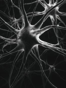 Black and White Representation of Nerves Under Pressure Showcasing Intricate Neural Connections and Their Metaphorical Significance photo