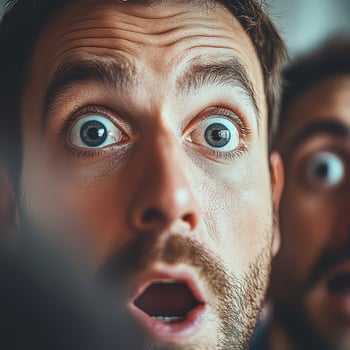 Surprise expression captured during a fun moment photo