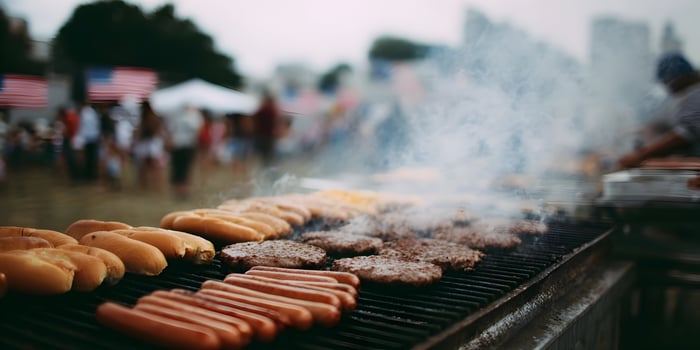 Outdoor Grill Cookout Burgers Hot Dogs Fathers Day Celebration photo