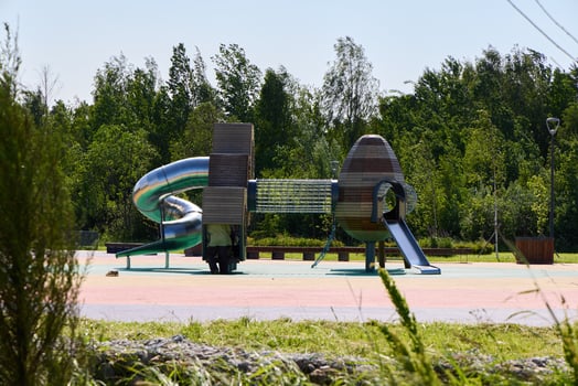 A Modern Playground Featuring Exciting Slides and Engaging Climbing Structures for Children photo