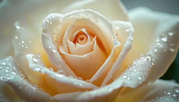 A beautiful creamy rose flower covered in water droplets photo