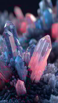 Multicolored Crystals Sparkling in Natural Formation Under Soft Light photo