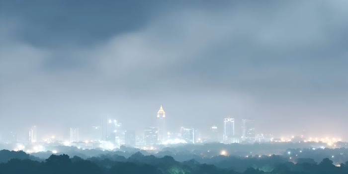 Atlanta City Skyline Night Fog Misty Urban Landscape photo