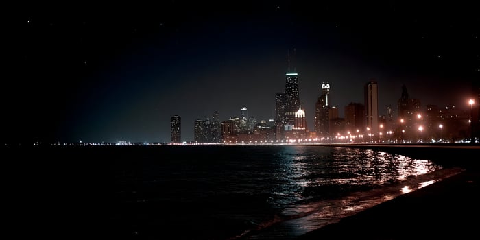 Chicago Skyline Night Photography Lake Michigan Cityscape photo