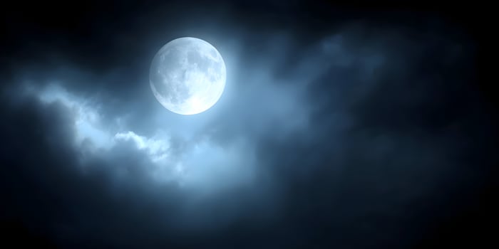 Full Moon Night Sky Dark Clouds Nighttime Scene photo