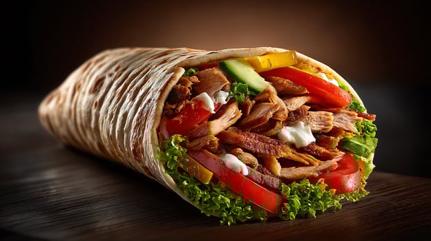 Juicy shawarma photo with tender meat filling