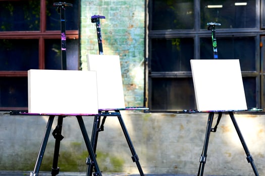 Industrial grunge drawing.Artists easel stands for painting pictures photo