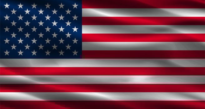 American flag with fabric texture. Realistic flag of USA waving photo
