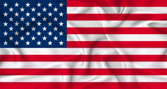 Realistic USA flag waving. Close up of flag of USA with cloth texture photo