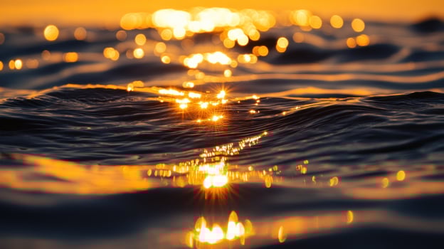 Golden sunset on water photo