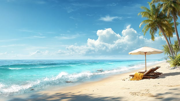 Sunlit tropical sea and sand harmony photo