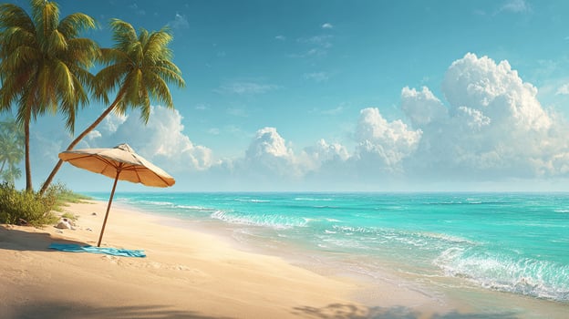 Golden coast with calm sea tones photo
