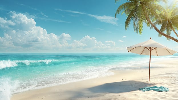 Calm tropical beach breeze and sunlight photo
