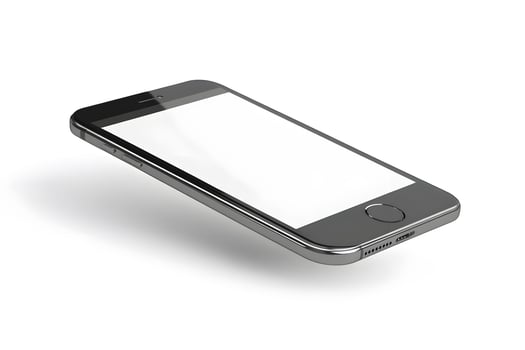 Sleek Smartphone Floating Above White Surface with Detailed Shad photo