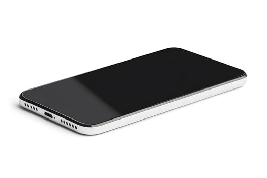 Sleek Smartphone with Black Screen and White Frame, Isolated on photo