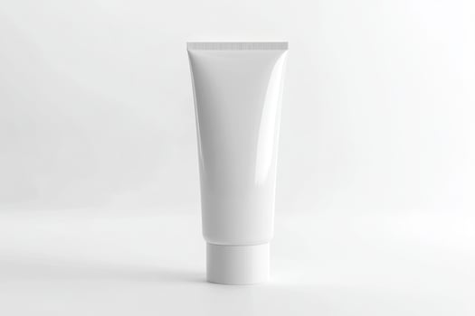 Minimalist White Cosmetic Tube Mockup on a Clean Background for Product Presentation photo