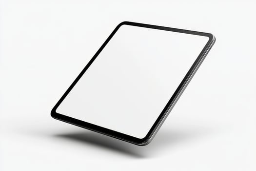 Sleek Black Tablet Floating on White Background photo