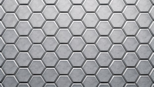 Seamless geometric hexagon grid pattern with a metallic honeycomb texture design. photo