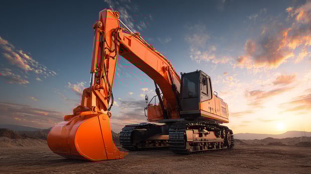 Heavy-duty excavator on site in sunlight photo