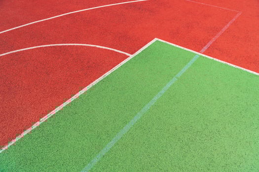 Colorful basketball lines on court photo
